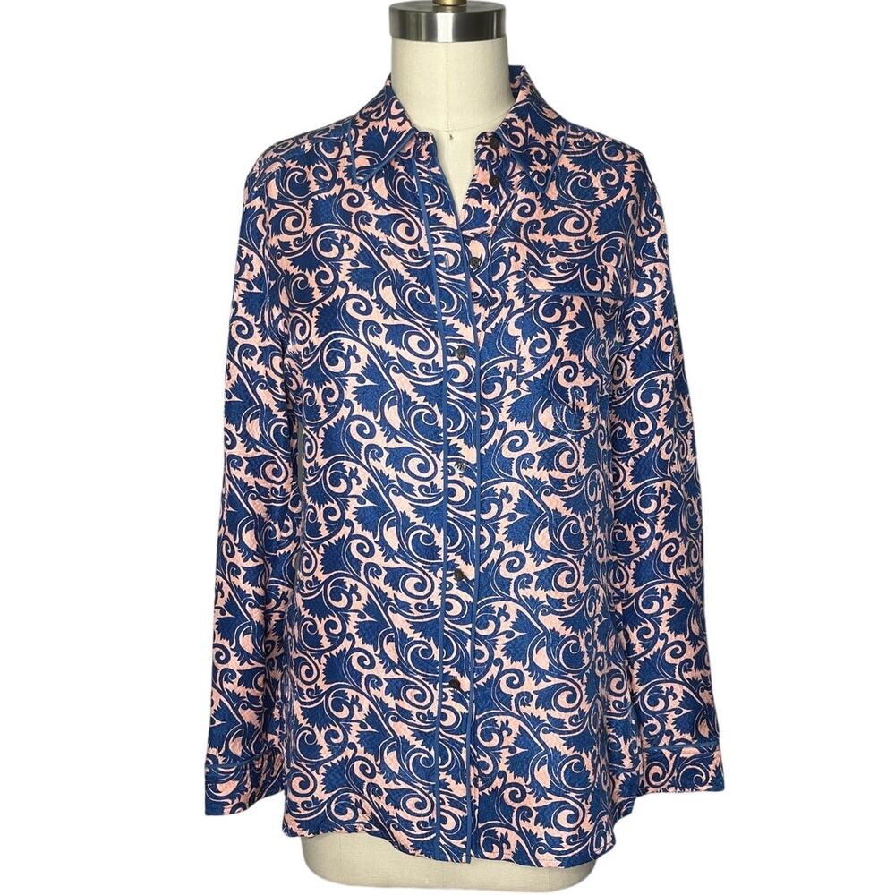 Marc By Marc Jacobs Women's Baroque Print Silk Button Front Blouse Size 6